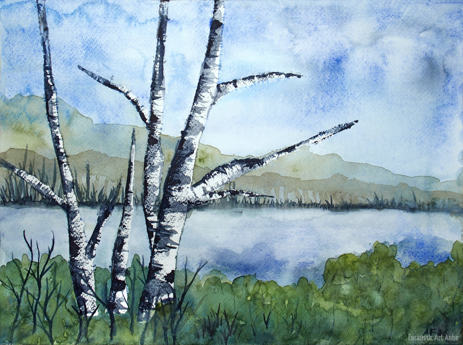Aquarellbild-Birken-am-Fluss-30x40-01-2026
